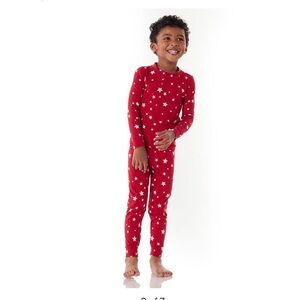 Pottery Barn Kids Red Silky Modal Starry Skies Pajama Set 3T